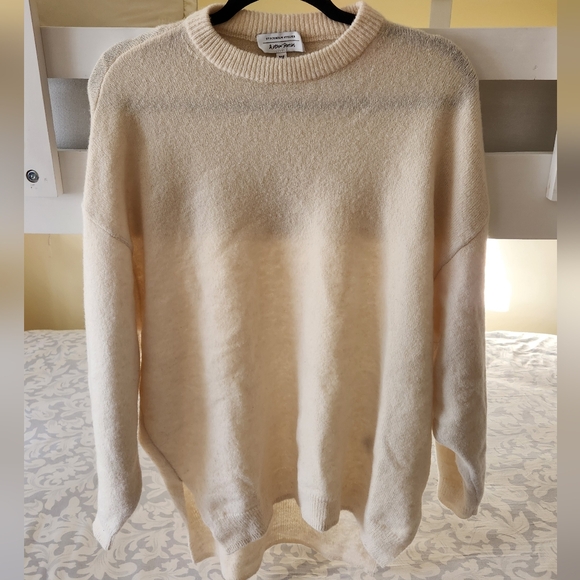 & Other Stories Sweaters - & Other Stories Crewneck Ribbed Wool Oversized Hi Low Hem Neutral Minimalist XS